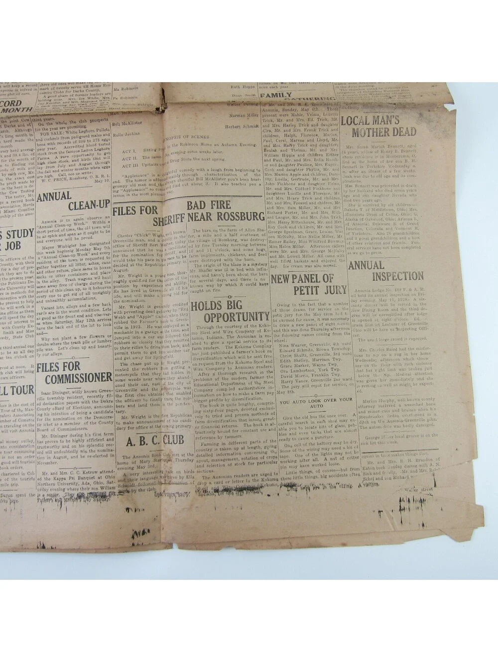 The Ansonian Newspaper Ansonia Darke County Ohio Thursday May 1928 Antique RARE